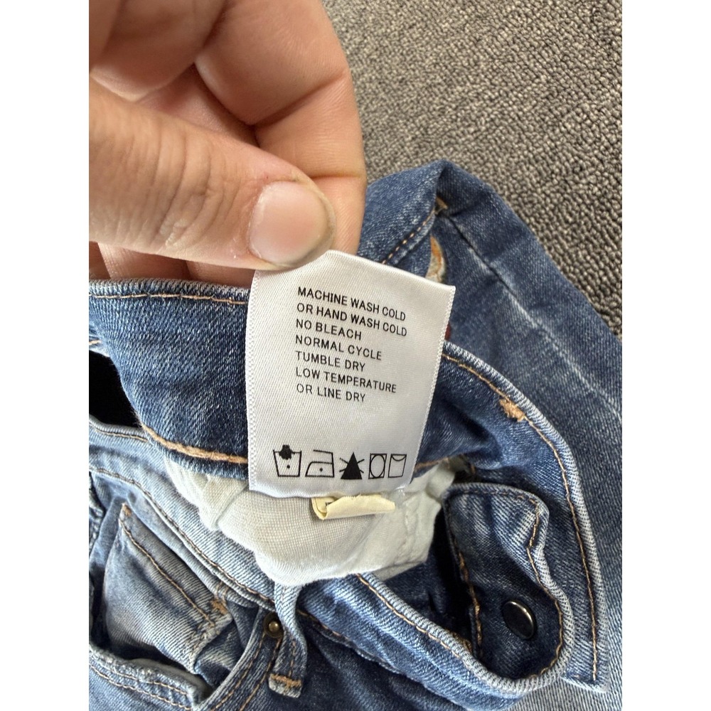 Driftwood Jeans Womens 28 Blue Audrey Skinny Floral Embroidered Stretch Raw Hem - Picture 7 of 8